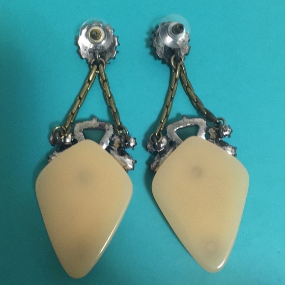 Teal and Rhinestone Chandelier Earrings - Picture 5 of 5